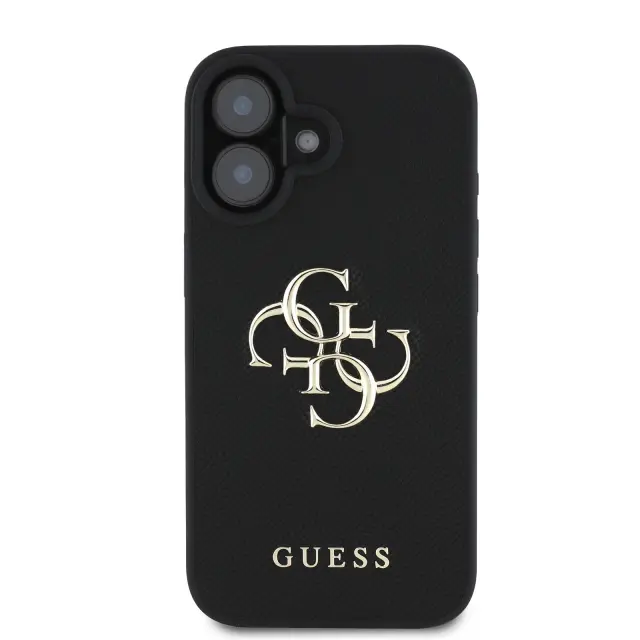 Guess PU Grained 4G Metal Logo Case for iPhone 16 Black 3