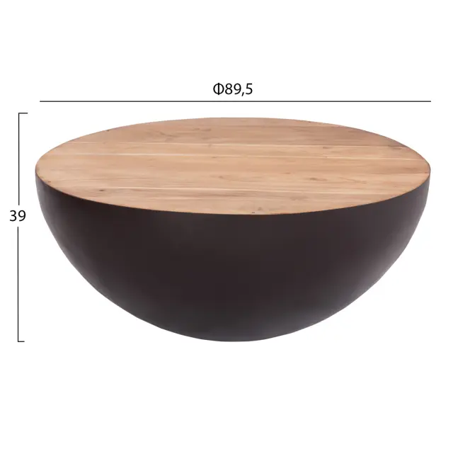 ΔΙΑΚΟΣΜΗΤΙΚΟ ΤΡΑΠΕΖΙ ΣΑΛΟΝΙΟΥ Φ89,5X39Yεκ. RUSTY ΜΕ ΞΥΛΟ ΑΚΑΚΙΑΣ FB98717.22 2