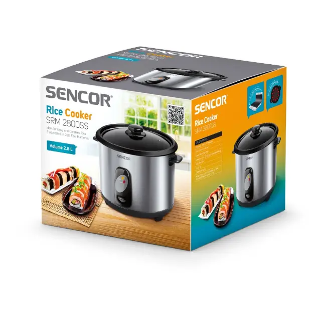 Ατμομάγειρας Ρυζιού Rice Cooker 1,8lt Stainless Steel Sencor SRM 1800SS Ασημί 2
