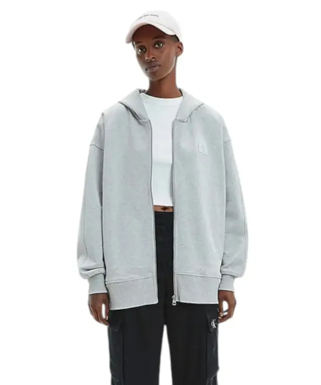 Calvin Klein - Γυναικείο Φούτερ Zip Detail Logo Regular Fit J20J219756-P01 Γκρι - XS