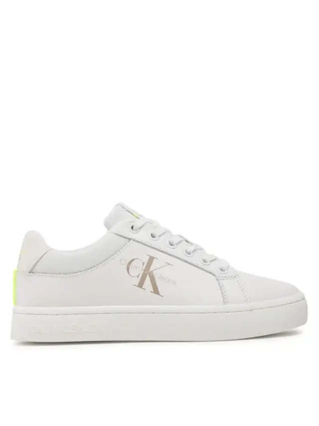 Calvin Klein - Γυναικεία Sneakers Classic Cupsole Fluo Contrast YW0YW00912-0LA Λευκό