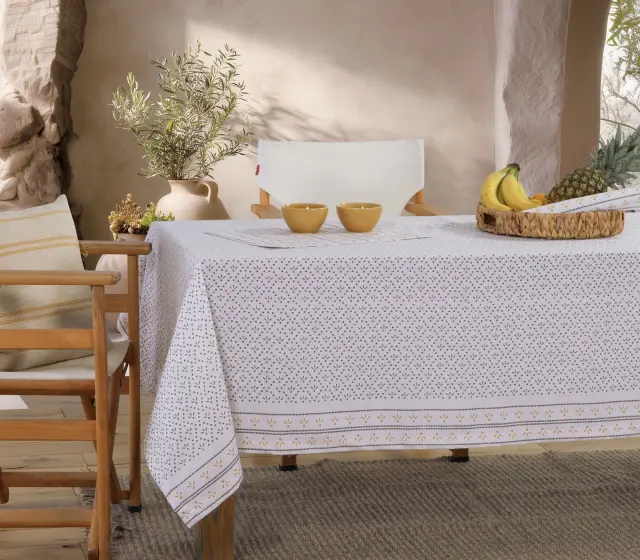ΤΡΑΠΕΖΟΜΑΝΤΗΛΟ ISHMAR 140X180 NEF-NEF HOMEWARE, 50% BAMB-50% ΠΟΛ - ECRU/BLACK (039505)