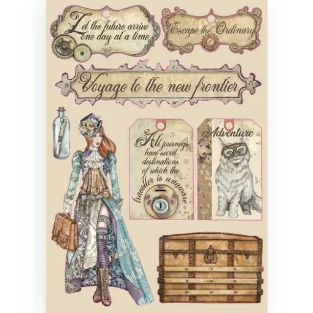 Ξυλάκια διακοσμητικά έγχρωμα A5 Stamperia, Lady Vagabond Labels