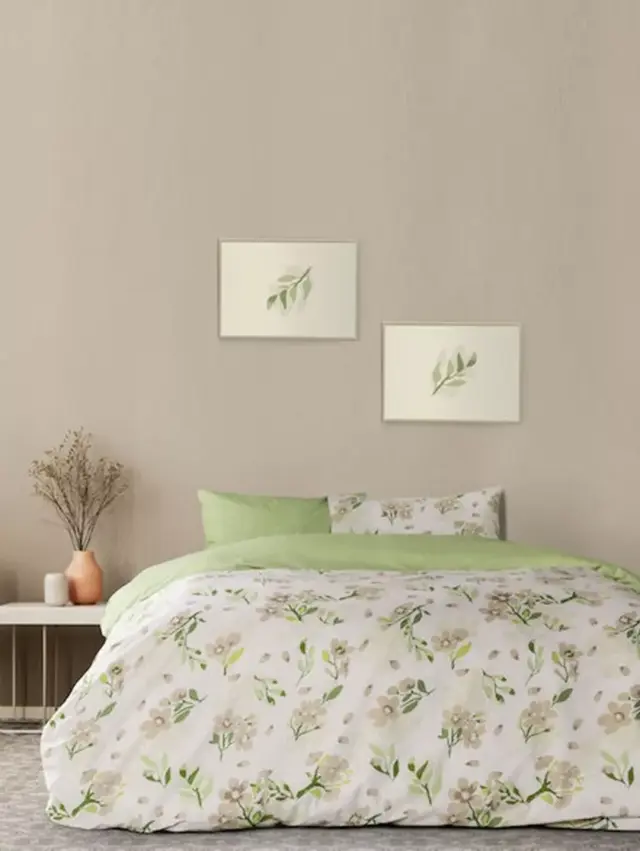 Κουβερλί βαμβακερό Flor Beige Υπέρδιπλο 220x240