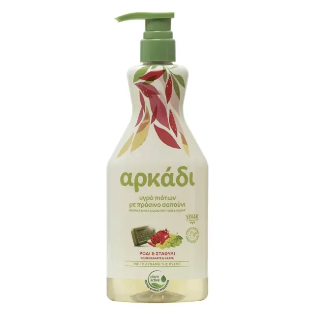 Αρκάδι Υγρό Πιάτων Ρόδι & Σταφύλι Αντλία με Πράσινο Σαπούνι(550ml)