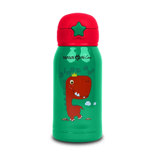 Nava Μπουκάλι Θερμός Ανοξείδωτο Πράσινο 500ml με Καλαμάκι