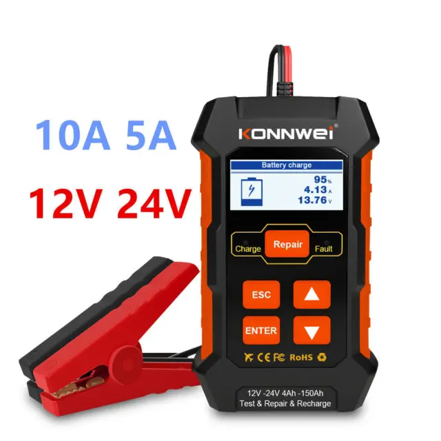 Konnwei KW520 Ψηφιακό Battery Tester με Κροκοδειλάκια