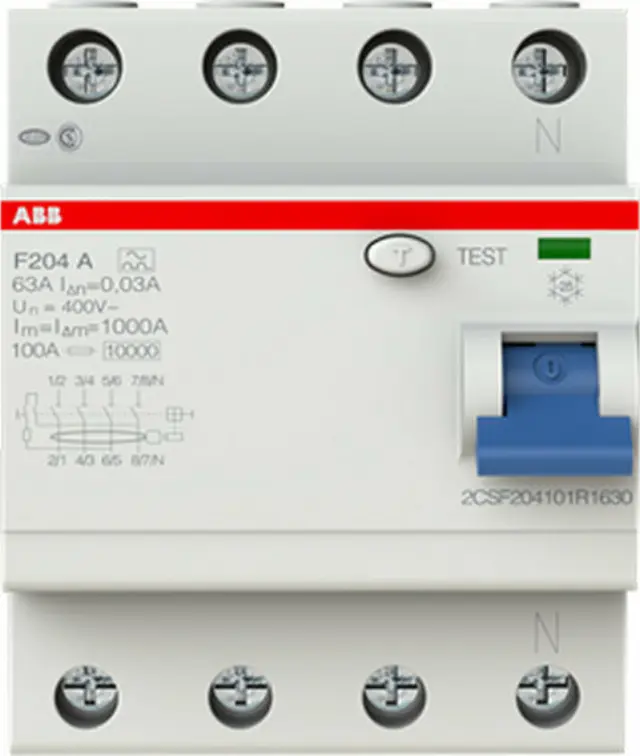 F204 A-63/0.3 Residual Current Circuit Breaker 4P A type 300 mA