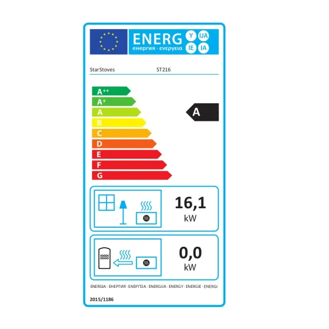 Starstoves ST216 Ξυλόσομπα Διπλού τοιχώματος από Ατσάλι 16.1kW Μαύρη 2