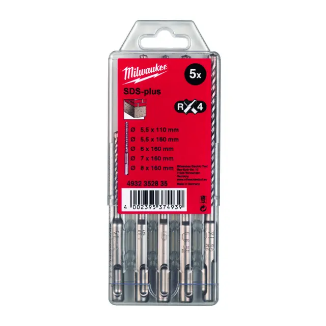 Τρυπάνια SDS-PLUS 4 Κοπών MILWAUKEE MX4 Σετ 5Τμχ 3