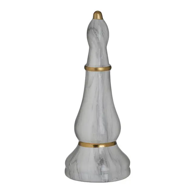 Πιόνι Σκακιού Κεραμικό Λευκό/Χρυσό Φ9x22cm Inart 3-70-902-0154