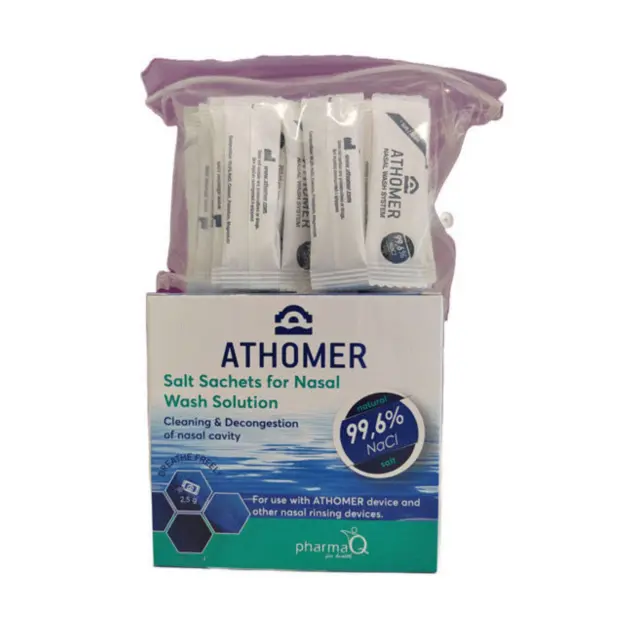 Athomer Sea Salt Wash Solution Φακελάκια Αλατιού για Διάλυμα Ρινικών Πλύσεων, 50 φακελάκια x 2.5gr 3
