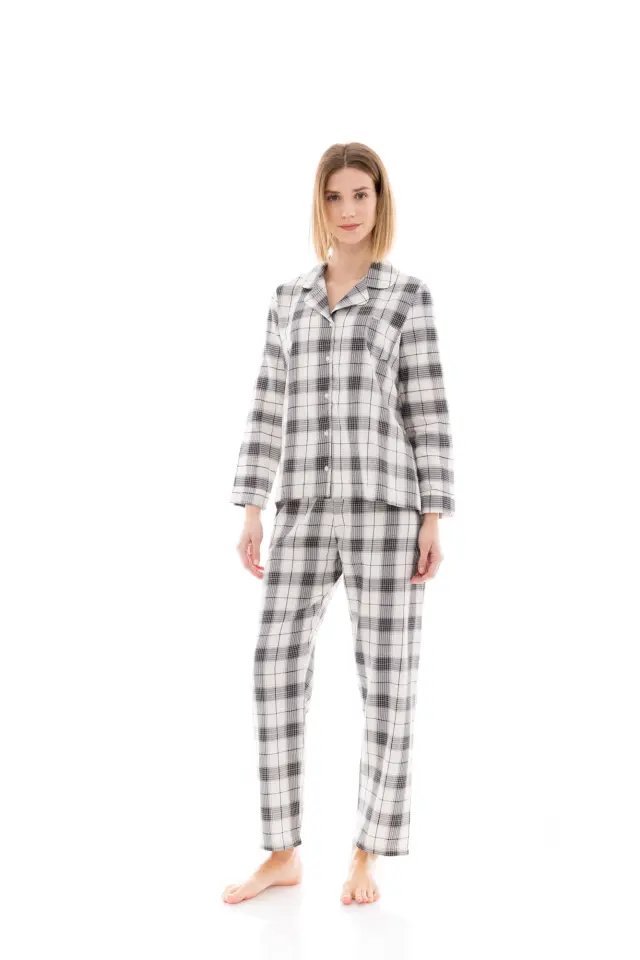 W1419 - Type - PYJAMA BUTTONED BEIGE -BLACK PLAID 3