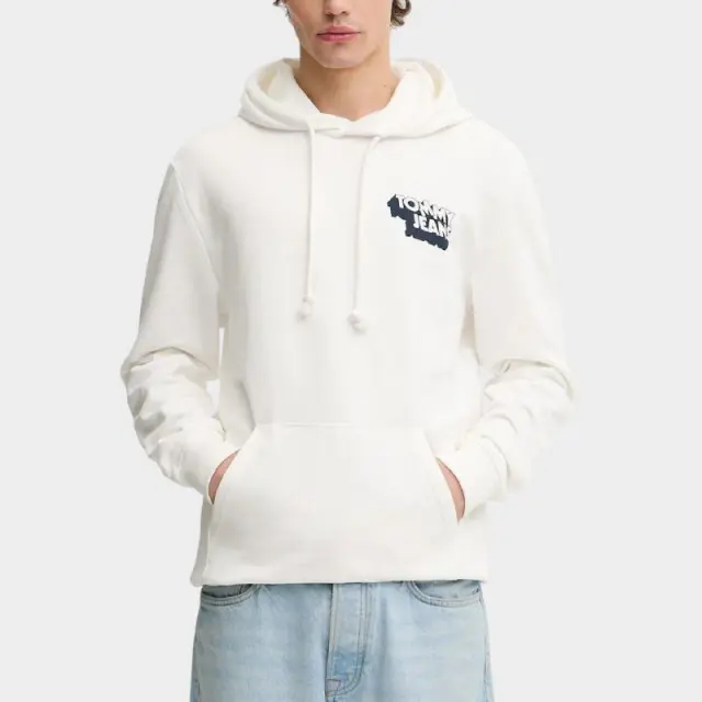 Tommy Hilfiger - Ανδρικό Φούτερ Stack Back Logo Hoodie DM0DM21625-YBL Λευκό - 2XL