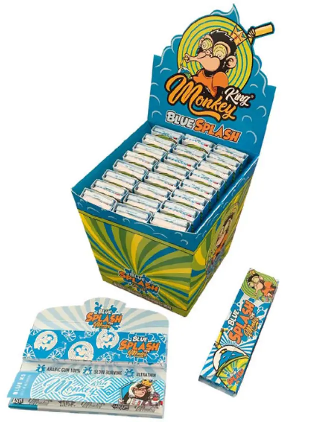 Monkey King Χαρτάκια Μπλε Αρωματικά - Smellpack Blue Splash King Size Slim με Τζιβάνα