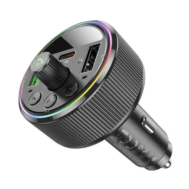 Hoco FM Transmitter Αυτοκινήτου με δυνατότητα σύνδεσης Bluetooth και USB Μαύρο E82 2