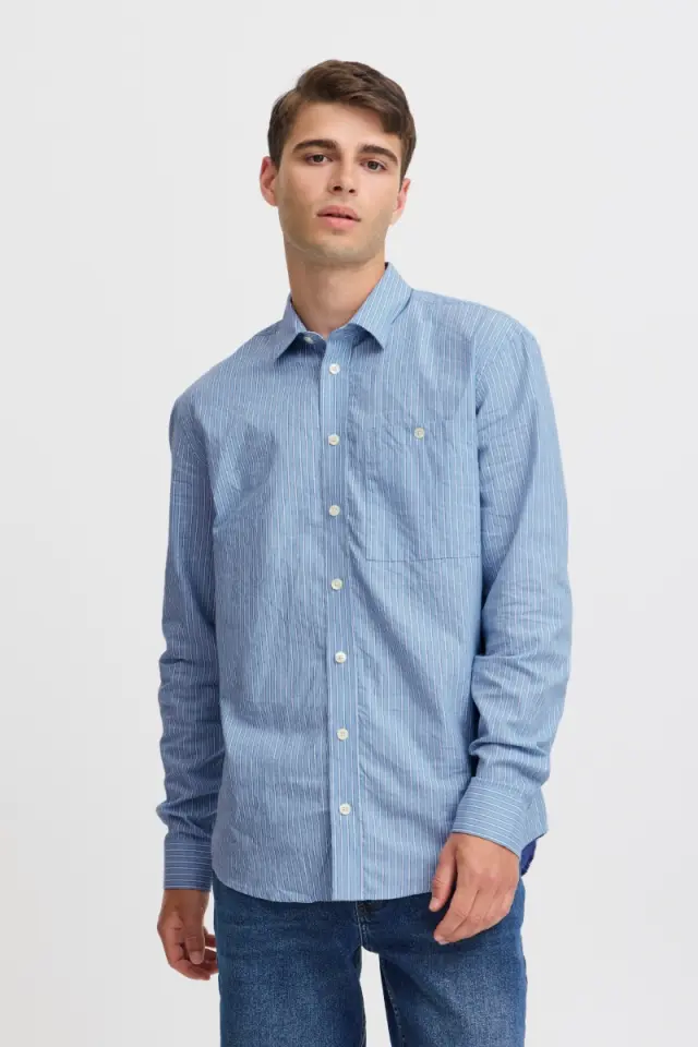 Casual Friday Ανδρικό ALVIN Ριγέ Πουκάμισο – Placid Blue - XXL