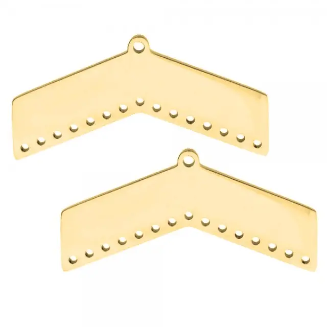 Κρεμαστό Chandelier Chevron 14x30mm - Ανοξείδωτο Ατσάλι - Golden - 2τεμ