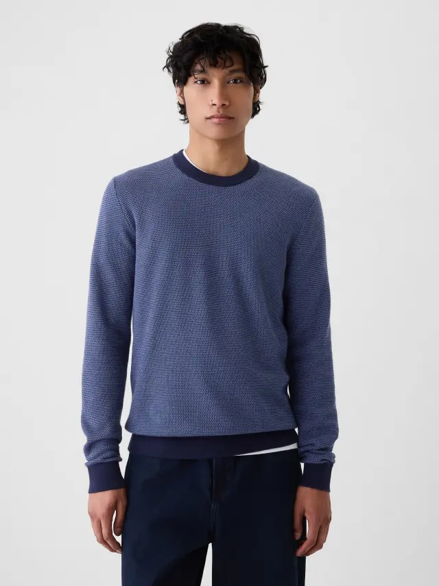 Καφέ Textured Πουλόβερ Blue - S