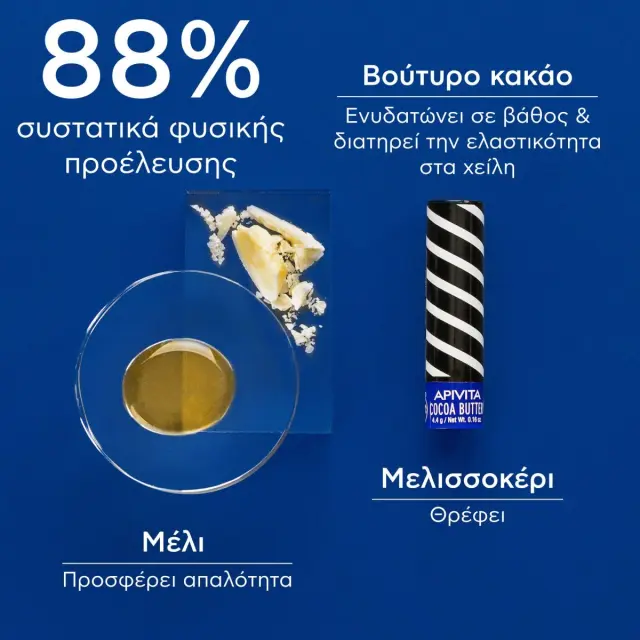Apivita Cocoa Butter Lip Balm SPF20 για Σκασμένα Χείλη Cocoa Butter 4.4gr 3