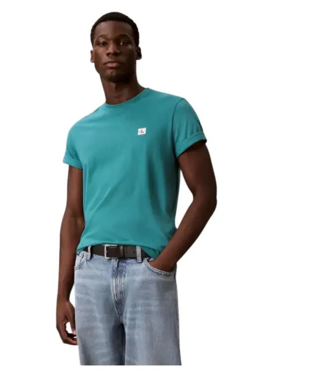 Calvin Klein - Ανδρικό T-shirt Cotton Badge Regular Fit LV04RC272G-8ZU Πετρόλ - XL 3