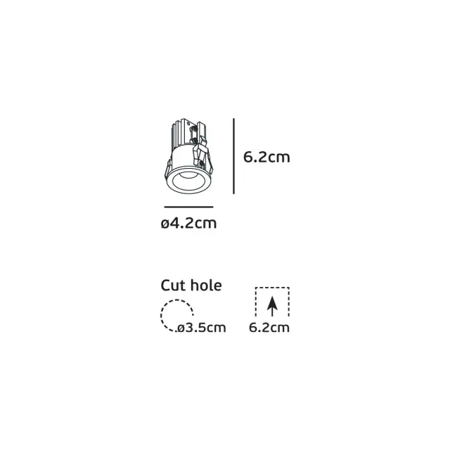 Lio 04429/W/WW Χωνευτό φωτιστικό οροφής led 5W 2700K ø4.2cm λευκό Άσπρο 2