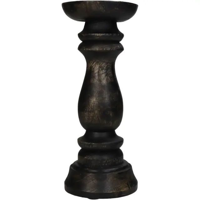 Κηροπήγιο Μαύρο Ξύλο 10x10x25cm 3
