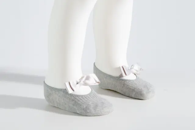 Socks Sous Bas με Λαστιχο + Φιογκάκι Γκρι