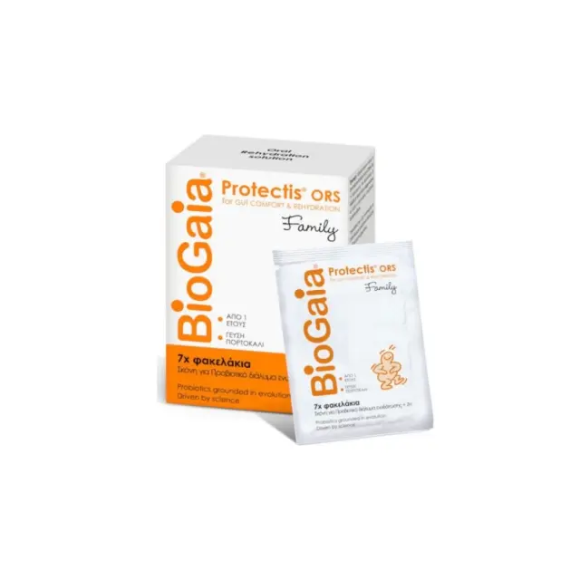 BioGaia Protectis Family Probiotics, Προβιοτικό σε Σκόνη για Ενήλικες και Παιδιά με γεύση Πορτοκάλι  7 Φακελάκια