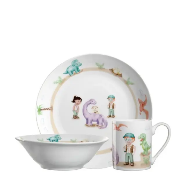 Leonardo Σετ Φαγητού Dino Bambini από Πορσελάνη Πολύχρωμο 3τμχ