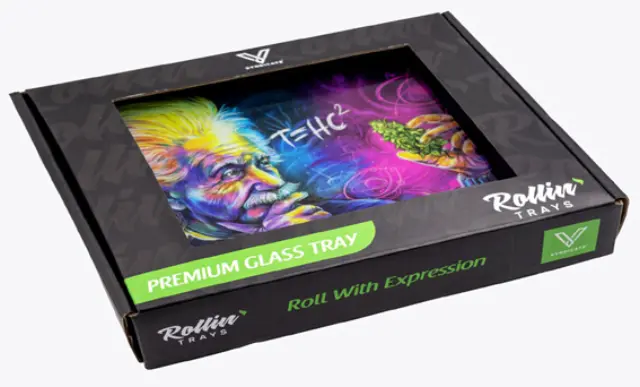 V-Syndicate Γυάλινος Rolling Tray Δίσκος - Einstein T-HC2 - Mini (16x12cm) 3