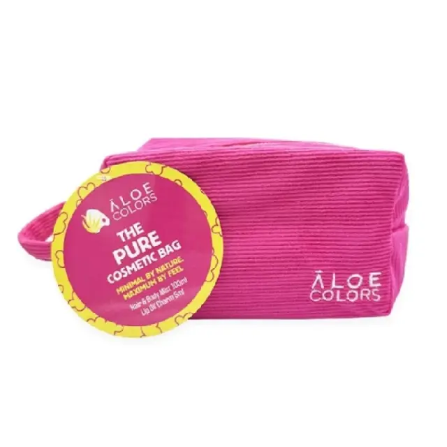 Aloe Colors The Pure Cosmetic Bag/ Hair + Body Mist με Πουδρένιο Άρωμα -100ml + Lip Oil με pom pom Charm -5ml + ΔΩΡΟ Νεσεσέρ