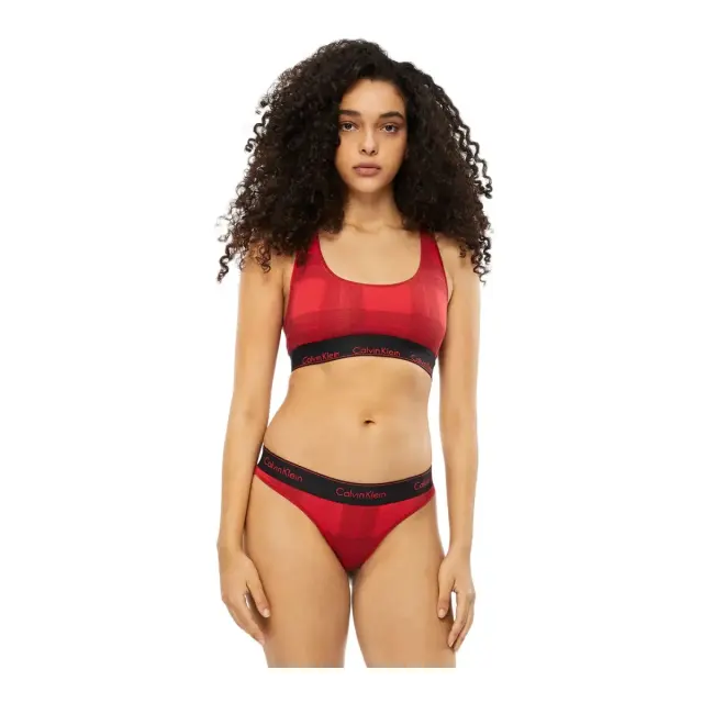 Calvin Klein Γυναικείο Μπουστάκι Modern Cotton Bralette, Χρώμα Textured Plaid Exact - S 3