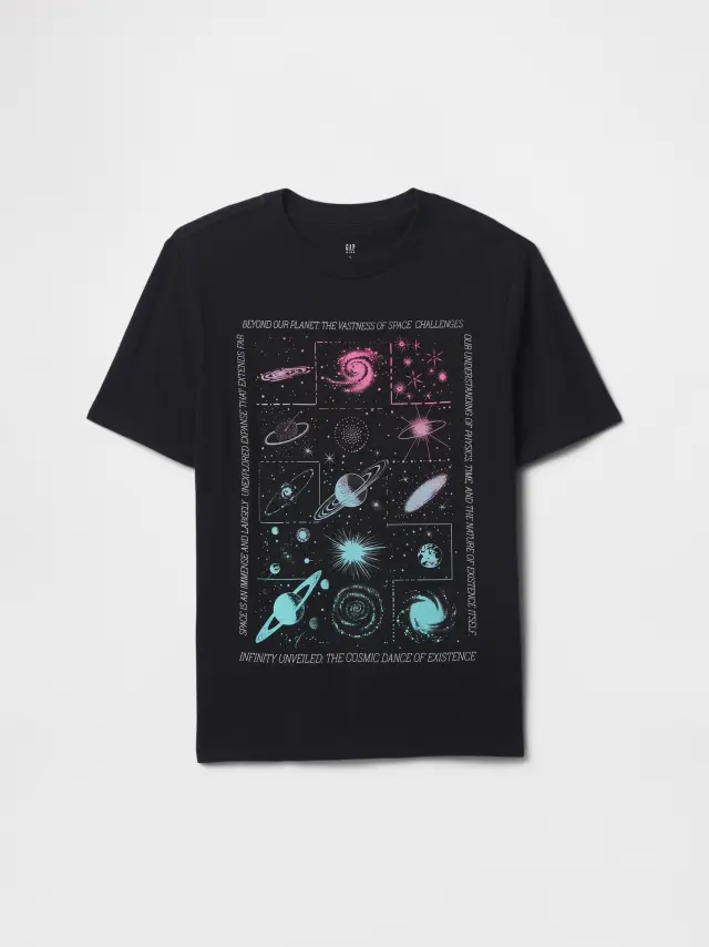 Μαύρη Παιδική Graphic Μπλούζα Black noir - XS