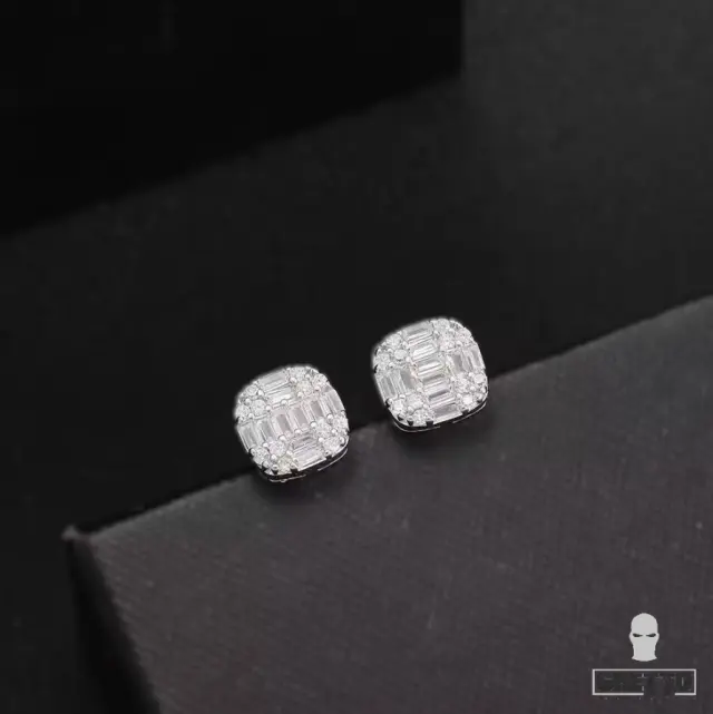 Ghetto New 2024 Hip Hop Square Earrings Iced Out 2