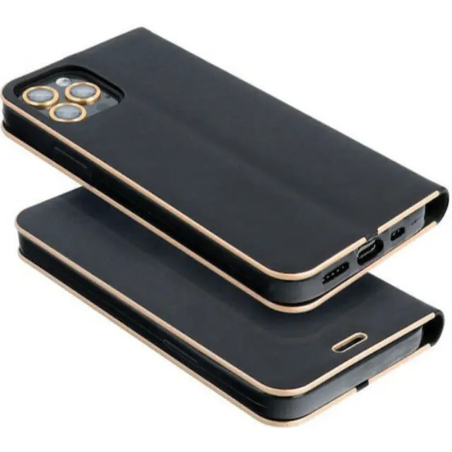 Θήκη Forcell Luna Gold Book Δερματίνης Μαύρο (iPhone 13)