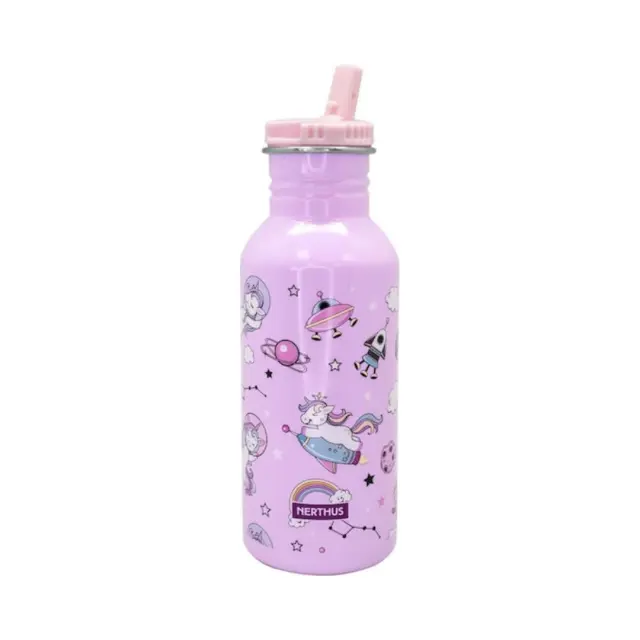 Nerthus Παιδικό Μπουκάλι Αλουμινίου (500ml) με καλαμάκι: Unicorn