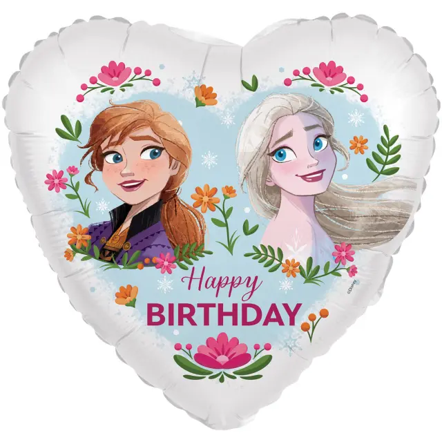 Μπαλόνι Φοιλ 18 Καρδιά Frozen Anna & Elsa Happy Birthday / 46 εκ