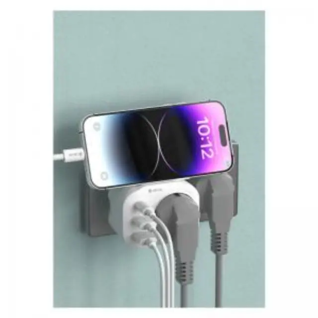 Μονόπριζο Devia WW09-F-PD Auto Power 1AC & 3 Θύρες USB (2x USB A, 1x USB C) PD QC 20W Smart Λευκό N62868 3