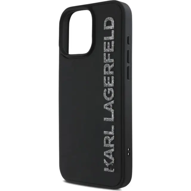 Karl Lagerfeld® Rubber Glitter Logo για iPhone 15 Pro-Μαύρο