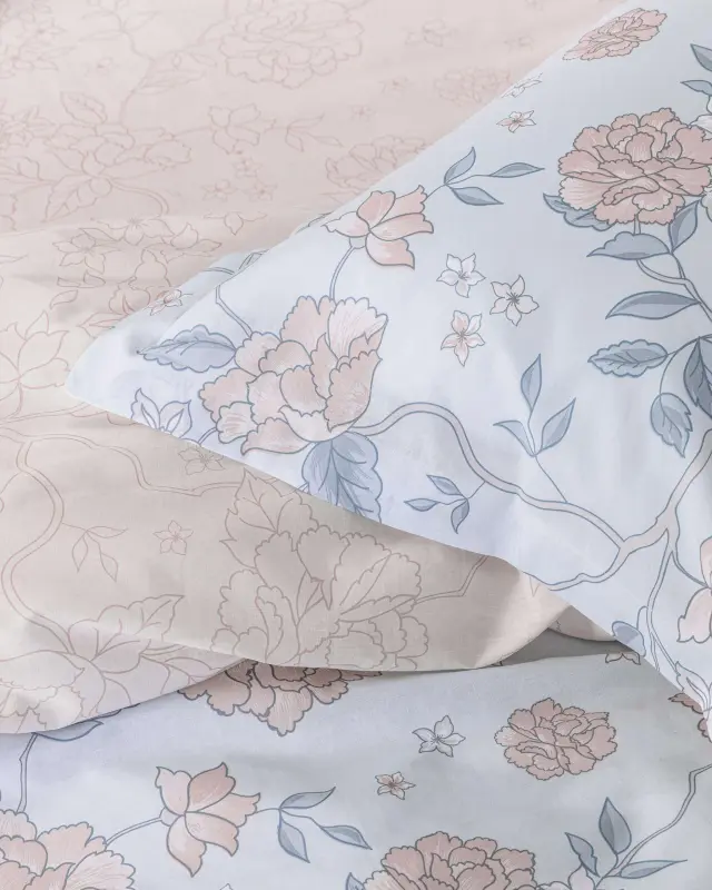 Σετ Σεντόνια Floral Dream Σιέλ, Τιρκουάζ, Ροζ Μονά με λάστιχο (1 x 100x200+32 + 1 x 170x260 + 1 Μαξιλαροθήκη Oxford 4 πλευρών 52x72+5) 2