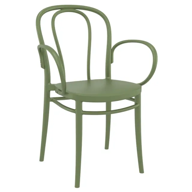 Πολυθρόνα Στοιβαζόμενη VICTOR Olive Green PP 57x52x85cm