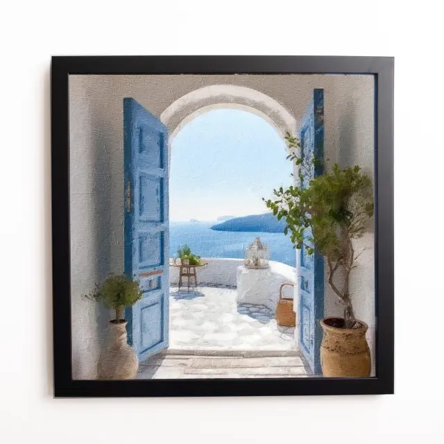Θέμα (island 3 ) 1 Κάδρο 37x37cm κορνίζα ξύλινη χρώμα μαυρο θέμα με πλαστικοποίηση (Κ 2033/3+3 island)