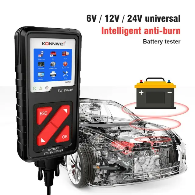 Konnwei Ελεγκτής Ανάλυσης Μπαταριών KW710 Ψηφιακό Battery Tester με Κροκοδειλάκια 2