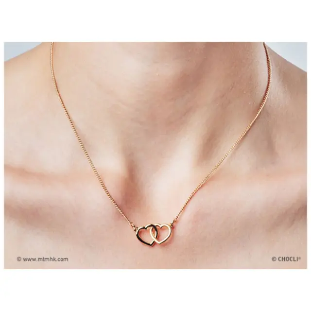 Chocli επίχρυσο κολιέ 18k: Connected Hearts 2