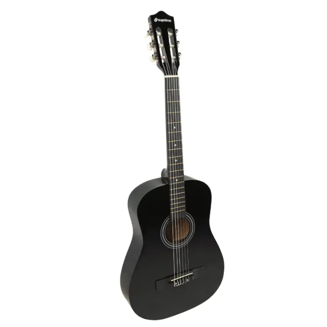 SUPRIMO CGS3 BK classical guitar 4/4 black to learn for beginners tuner picks strap spare strings gig bag chords set 2