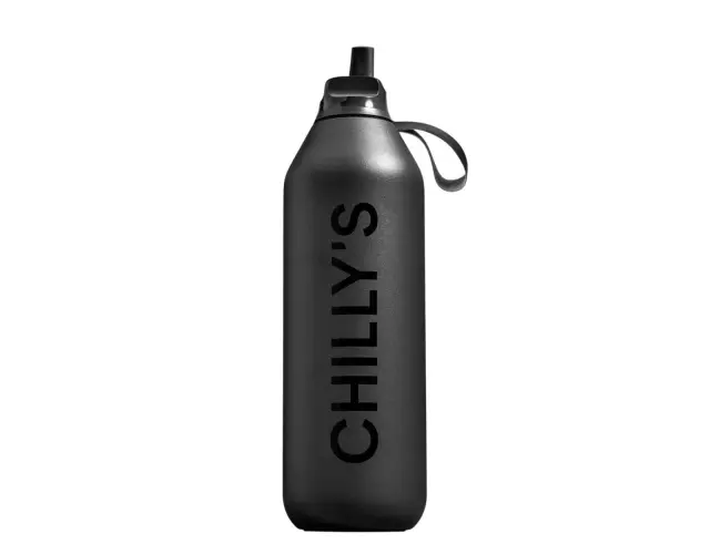 Μπουκάλι Θερμός Series 2 Flip Chilly's με πτυσσόμενο καλαμάκι, χωρητικότητα 1000ml και διατήρηση θερμοκρασίας 24h κρύο - Abyss Black