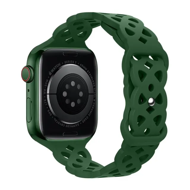 Watchband Hoco WA09 Flexible Rhombus Hollow 38/40/41mm για Apple Watch 1/2/3/4/5/6/7/8/SE Dark Green Silicon Band