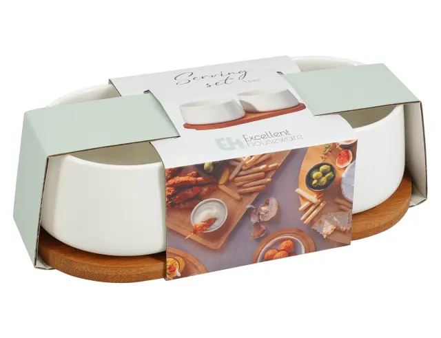 Σετ Σερβιρίσματος Excellent Houseware με 2 πορσελάνινα μπολ και δίσκο - 3 τεμάχια 210001580 2