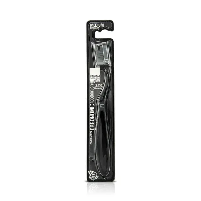 INTERMED Professional Ergonomic Toothbrush Medium Black Οδοντόβουρτσα Μαύρη Μέτρια 1τμχ 2